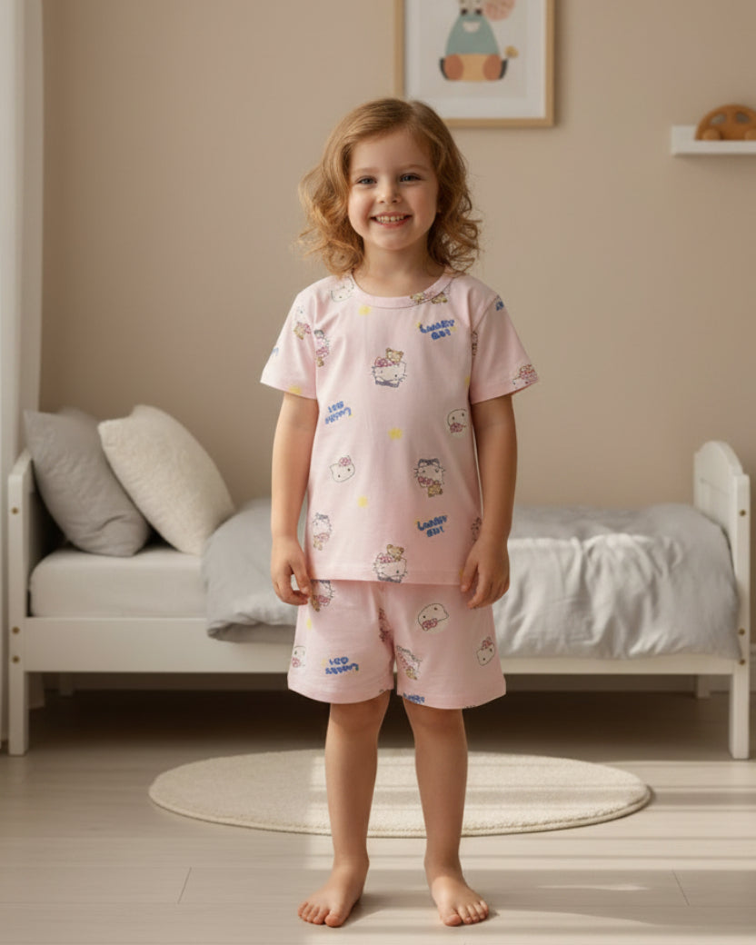 Hello kitty Pajama Set - Short Sleeve T-Shirt & Shorts (2-5 years)