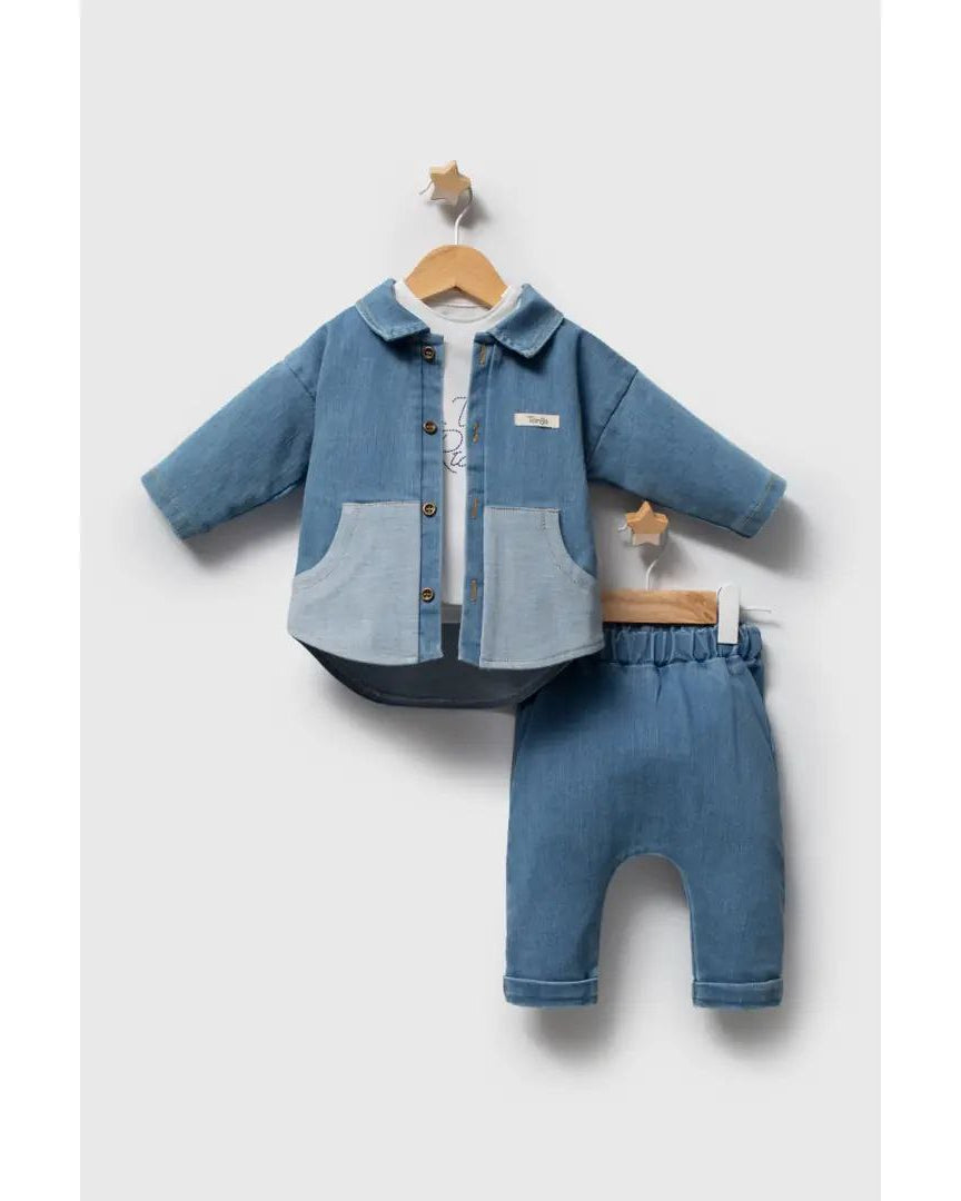 Three-Piece Denim Layered Outfit