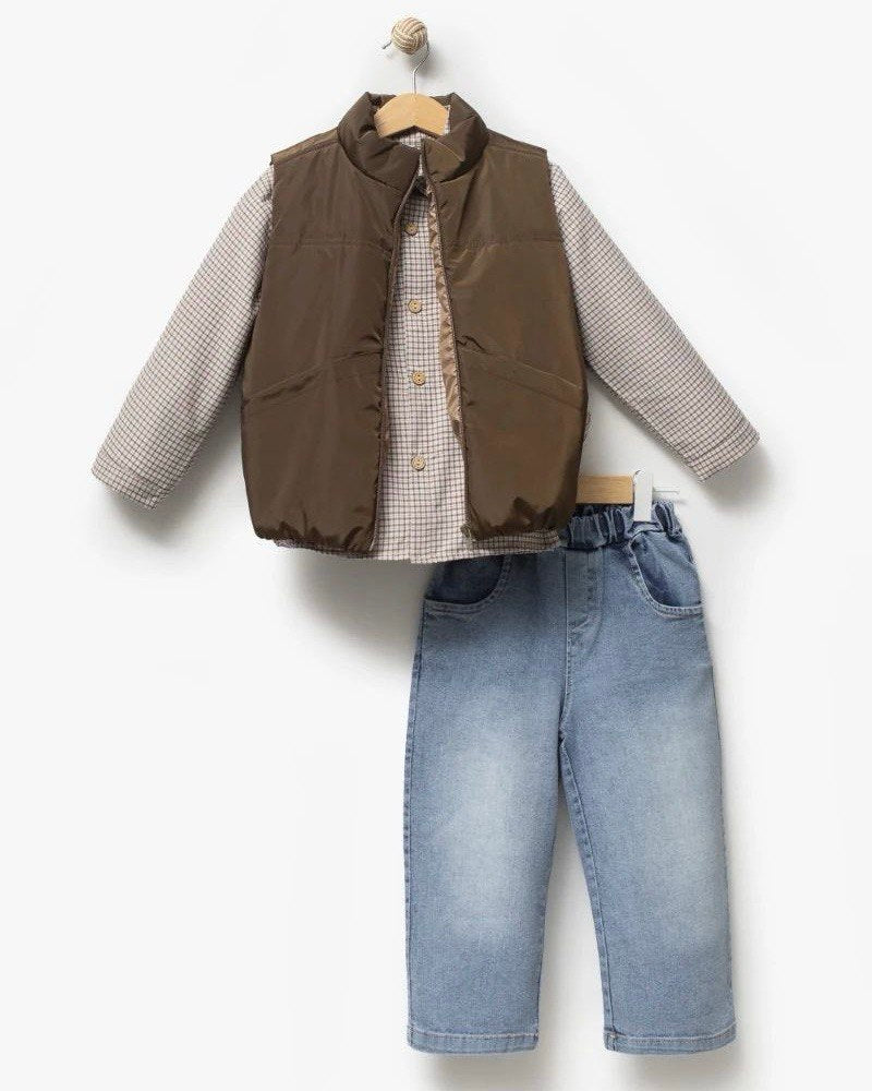 Boys' Casual Vest, Shirt & Jeans Set