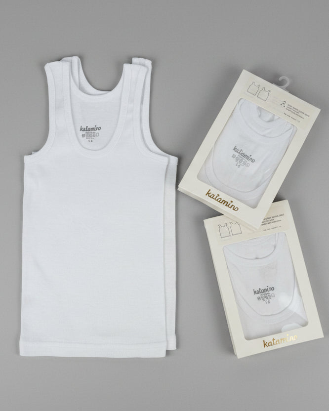 Set of 2 white Vest  for Boys