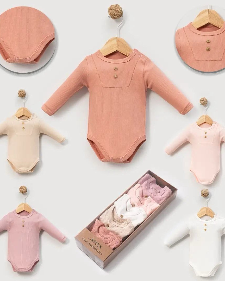 Newborn Baby Girl  5-Piece Bodysuit Set (0-3 and 3-6 months)