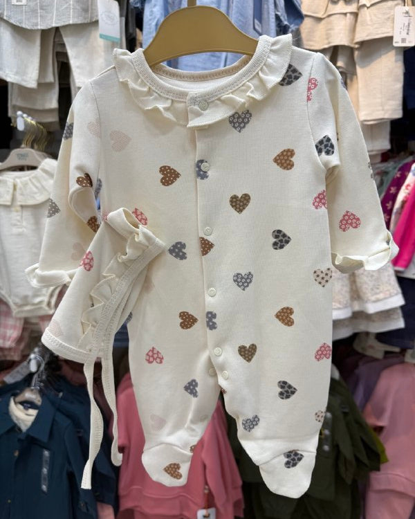 Baby Heart Pattern 2-piece Cotton Overall