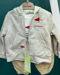 Baby Boy 3-Piece Hooded Jacket, T-Shirt & Pants Set – Sailboat Embroidery