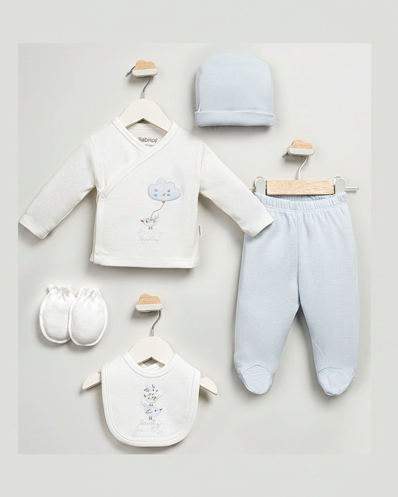 Newborn Cotton Set  5-pcs Blue Lovely Bird