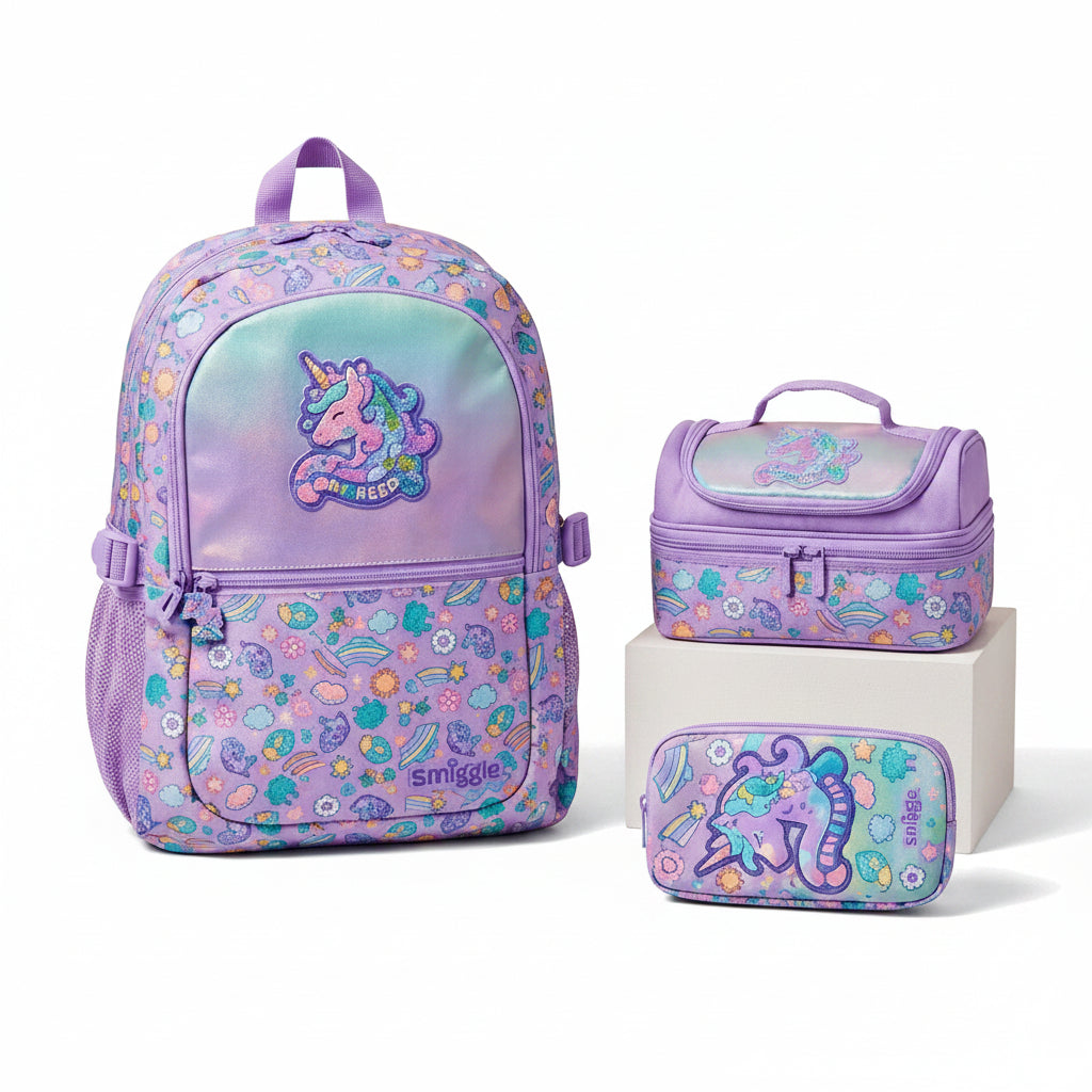Smiggle Magical Unicorn 3-Piece School Bag Set