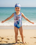 Disney Frozen Elsa Girls One-Piece Swimsuit and Swim Cap Set (18 months-5 years)
