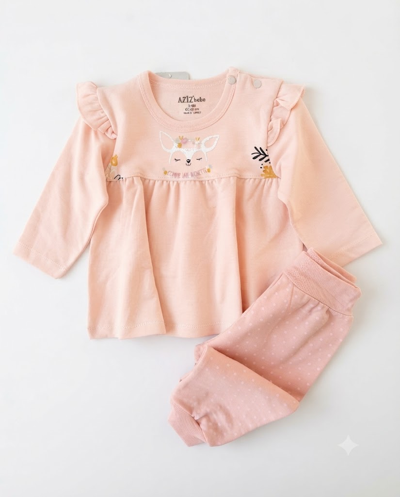 Baby Girl Little Deer Cotton 2-Piece Set-Pink (3-36 months)