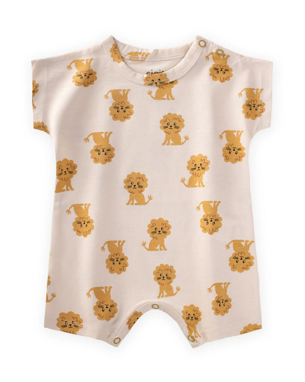 Cream Cotton Romper With Lion Print(0-3 years)