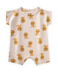 Cream Cotton Romper With Lion Print(0-3 years)