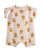 Cream Cotton Romper With Lion Print(0-3 years)