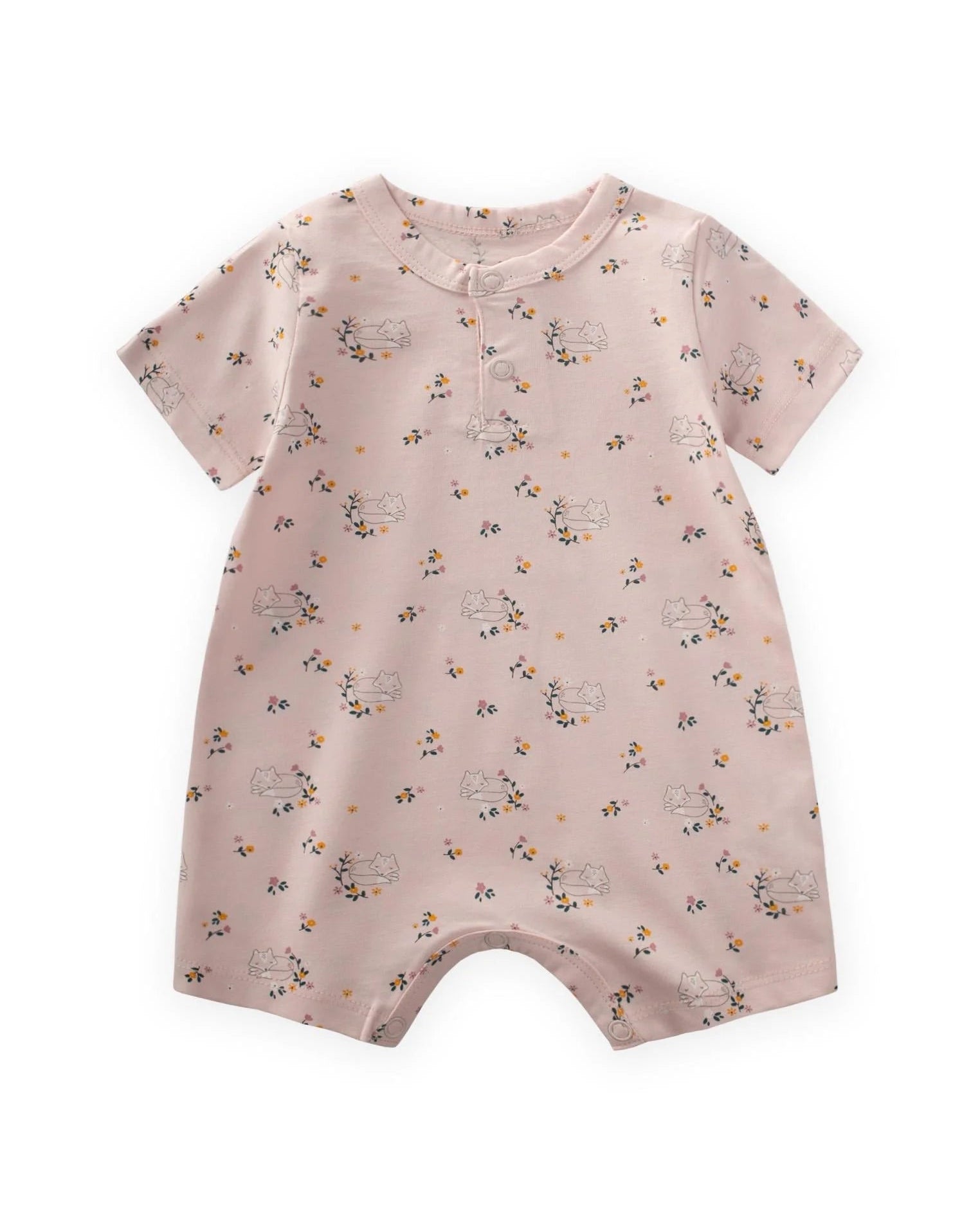 Fox Patterned Cotton Romper (0-3 years)
