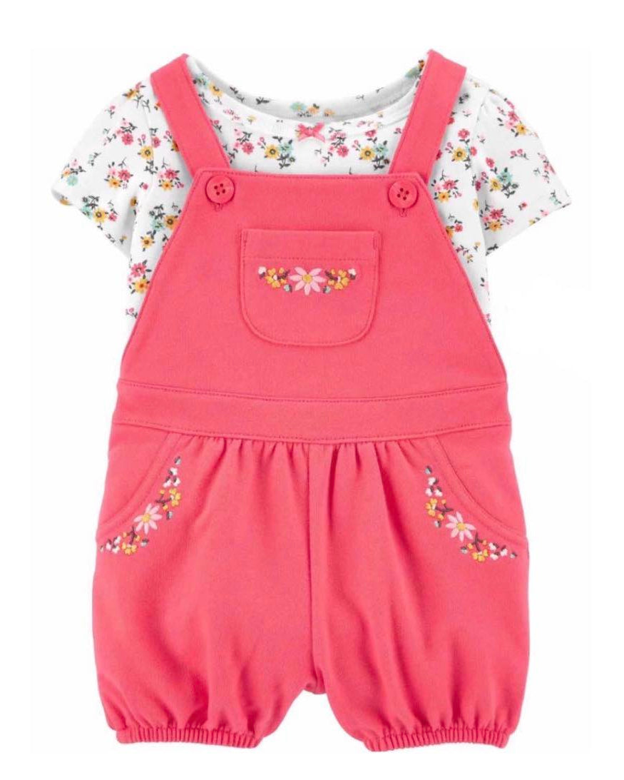 2-Piece  Stripe Salopette with Floral Print (9 months)