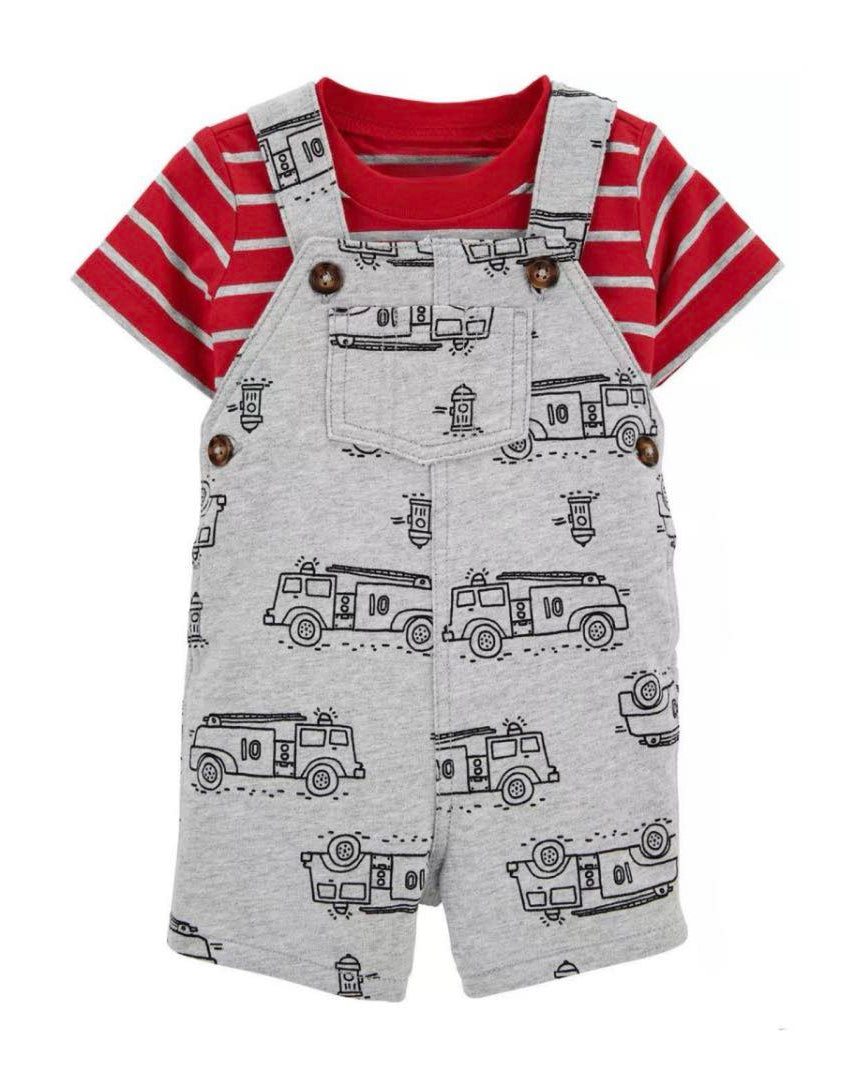 2-Piece Trucks Print Salopette Set (18 months)
