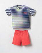 Nautical Stripe 'Little Moments' Tee & Coral Shorts Set  ( 6 months-3 years)