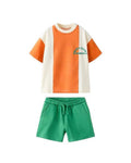 Laciel Orange & Green Two-Piece Boy Summer Set(2-7 years)