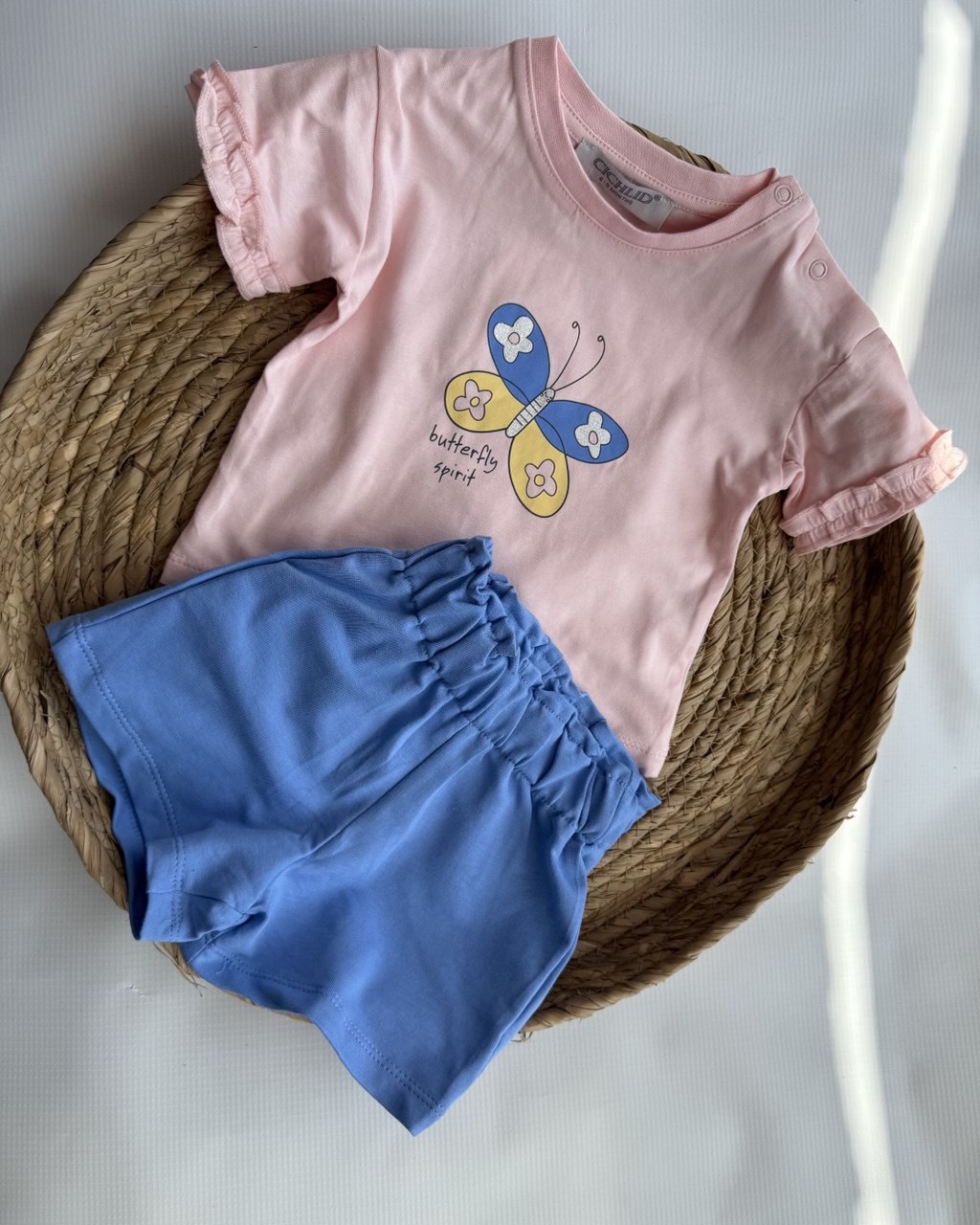 Short Set With Periwinkle Blue Short for Baby Girl ( 9 months-3 years)
