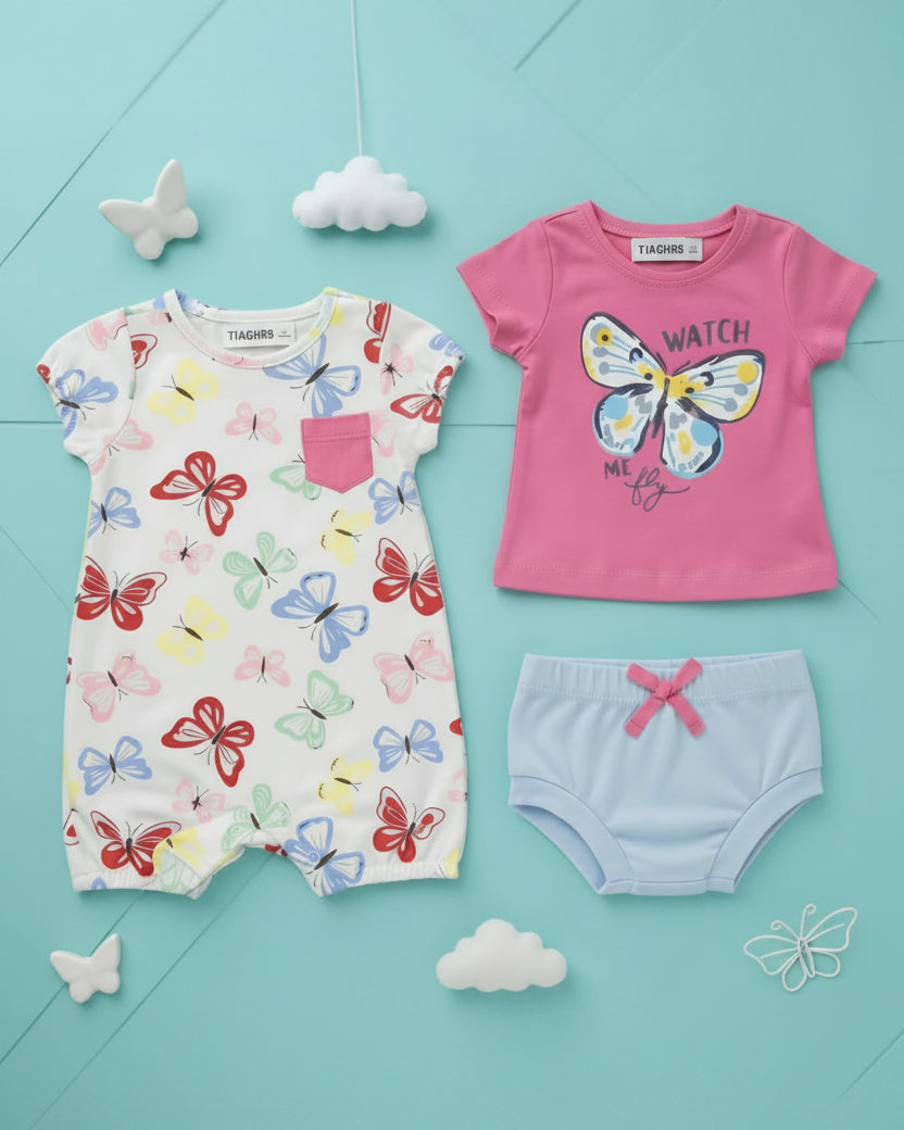 3-Piece Summer Set -Butterfly (3 up to 18 months)