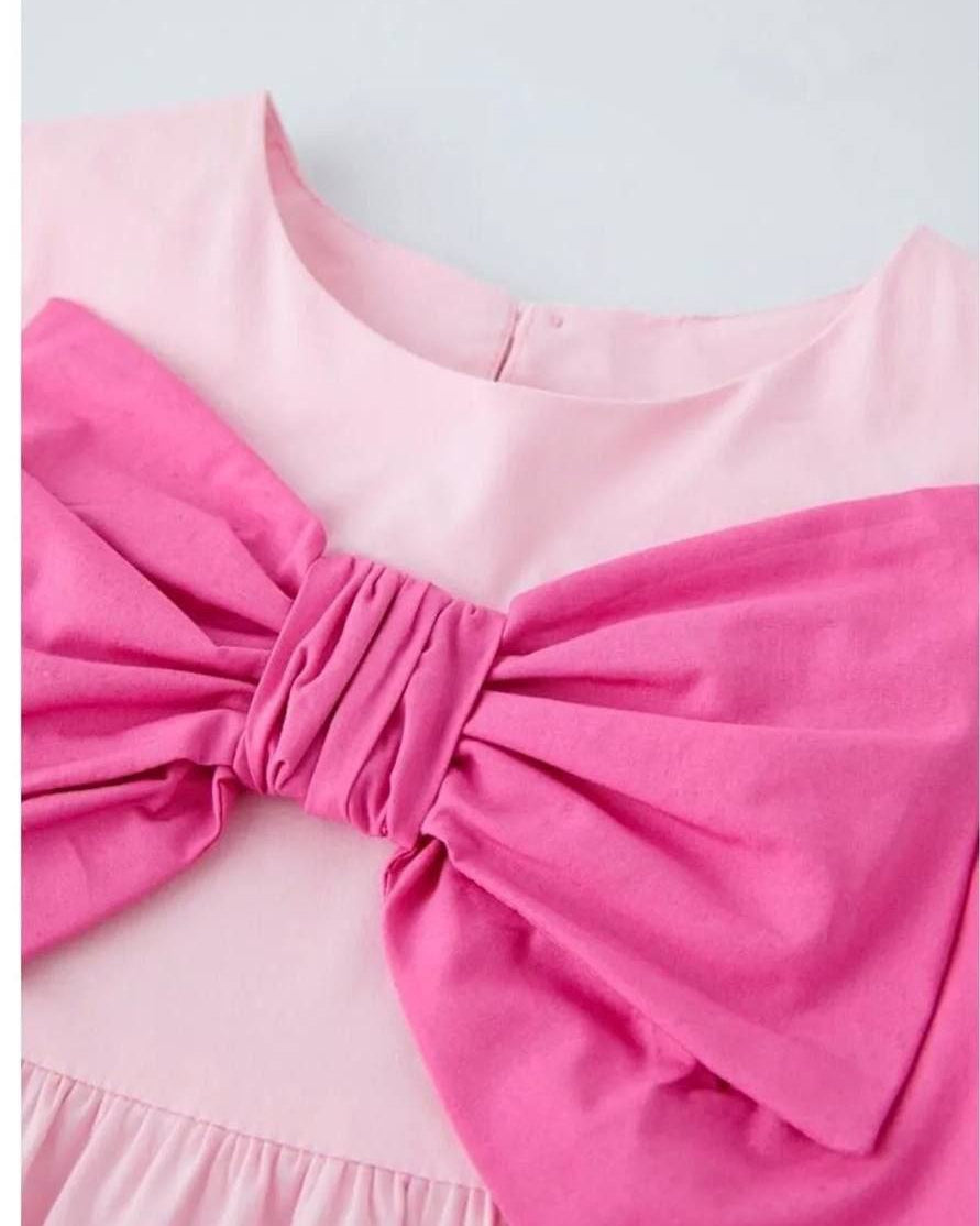 Girls Pink Bow Dress (2-7 years)