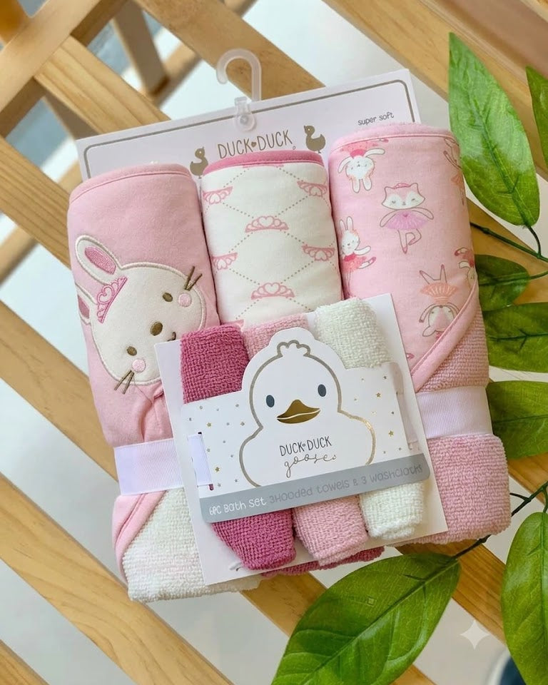 HOODED BATH TOWEL WITH FACE TOWEL-Bunny