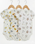 1-piece Unisex White Printed 1/2 Sleeve Bodysuit (0-24 months)