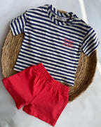Nautical Stripe 'Little Moments' Tee & Coral Shorts Set  ( 6 months-3 years)