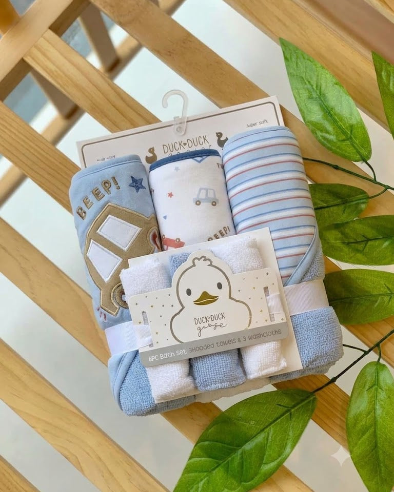 HOODED BATH TOWEL WITH FACE TOWEL-Cars