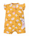 Flowers and Cat Print Cotton Romper (9 months)