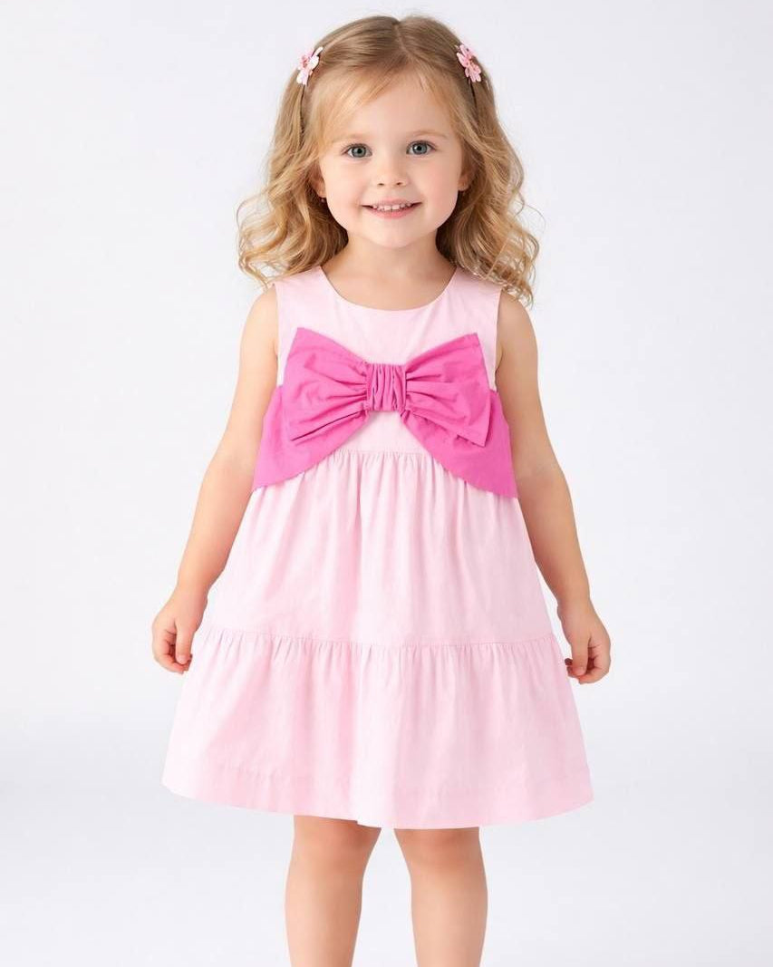 Girls Pink Bow Dress (2-7 years)