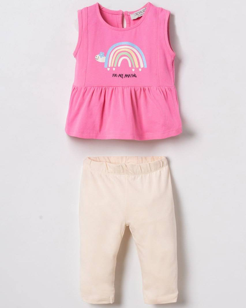 Rainbow Ruffle Tunic & Cream Leggings Set( 6 months-3 years)