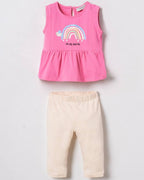 Rainbow Ruffle Tunic & Cream Leggings Set( 6 months-3 years)