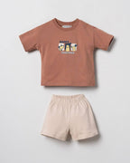 "Happy Together" Graphic Tee & Neutral Shorts Set (6 months-3 years)