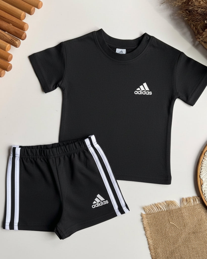 Unisex Adidas Basic Set-Black (6 months-3 years)