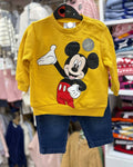 Baby Boys 2-Piece Cotton Sweatshirt & Denim Jogger Set – Mustard Yellow