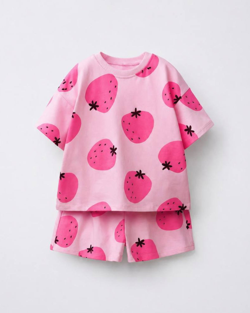 Strawberry  Print Short Set ( 2-8 years)