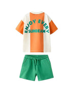 Laciel Orange & Green Two-Piece Boy Summer Set(2-7 years)