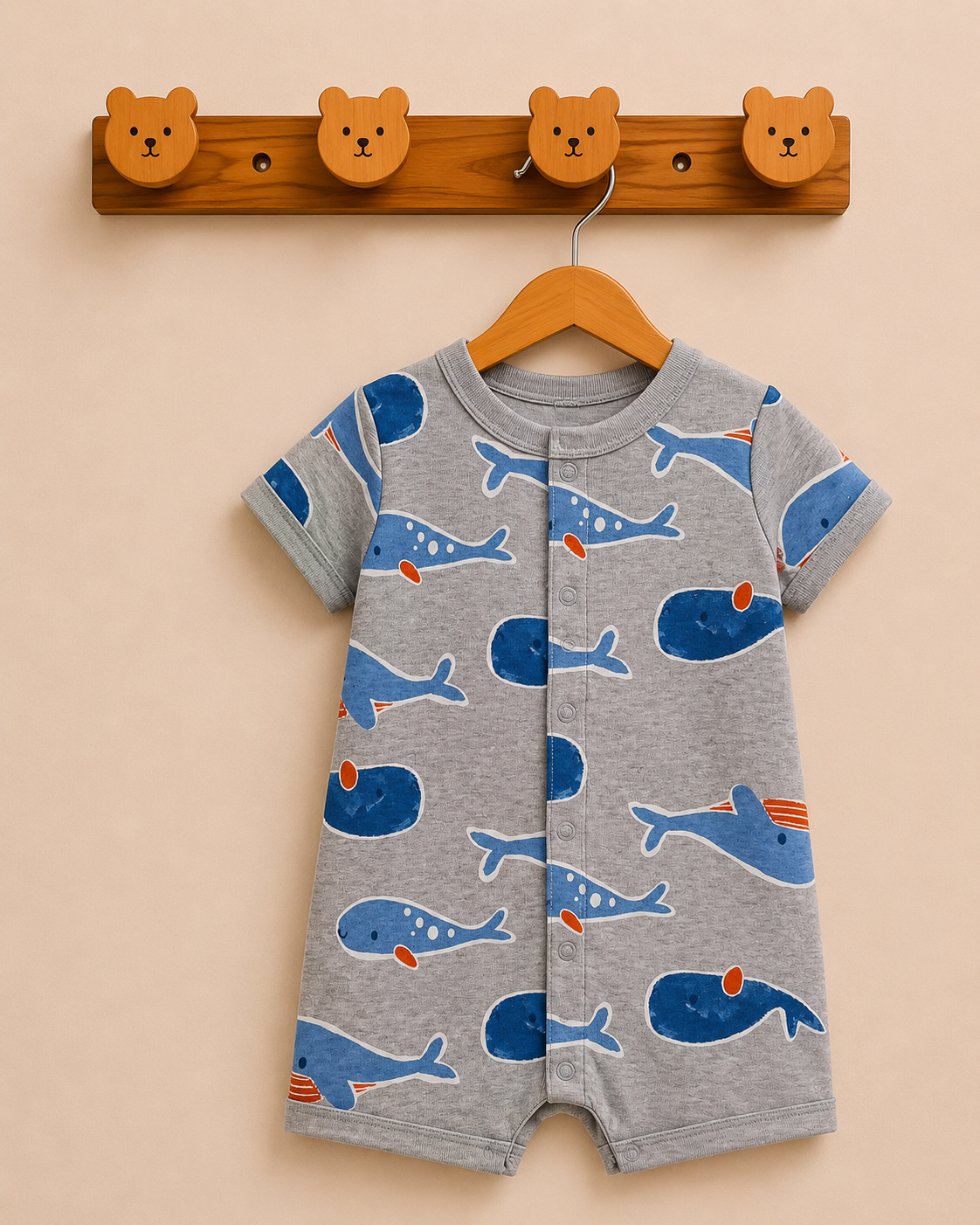 Baby Boy Whale Print Romper