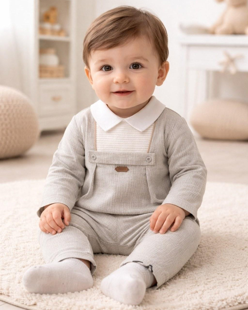 Baby Boy 2-Piece Grey Stylish  Set (Shirt Collar & Trousers)