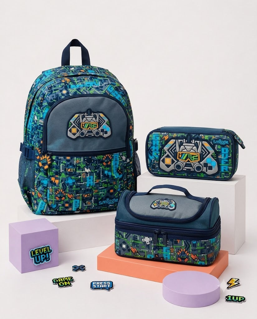 Smiggle Gaming 3-Piece School Bag Set | G1-G4 | 42cm