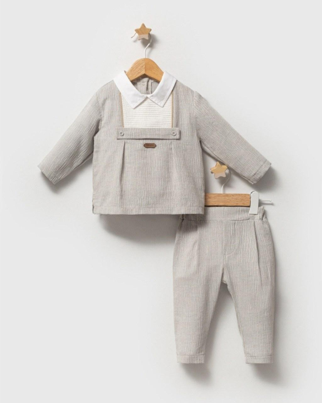 Baby Boy 2-Piece Grey Stylish  Set (Shirt Collar & Trousers)