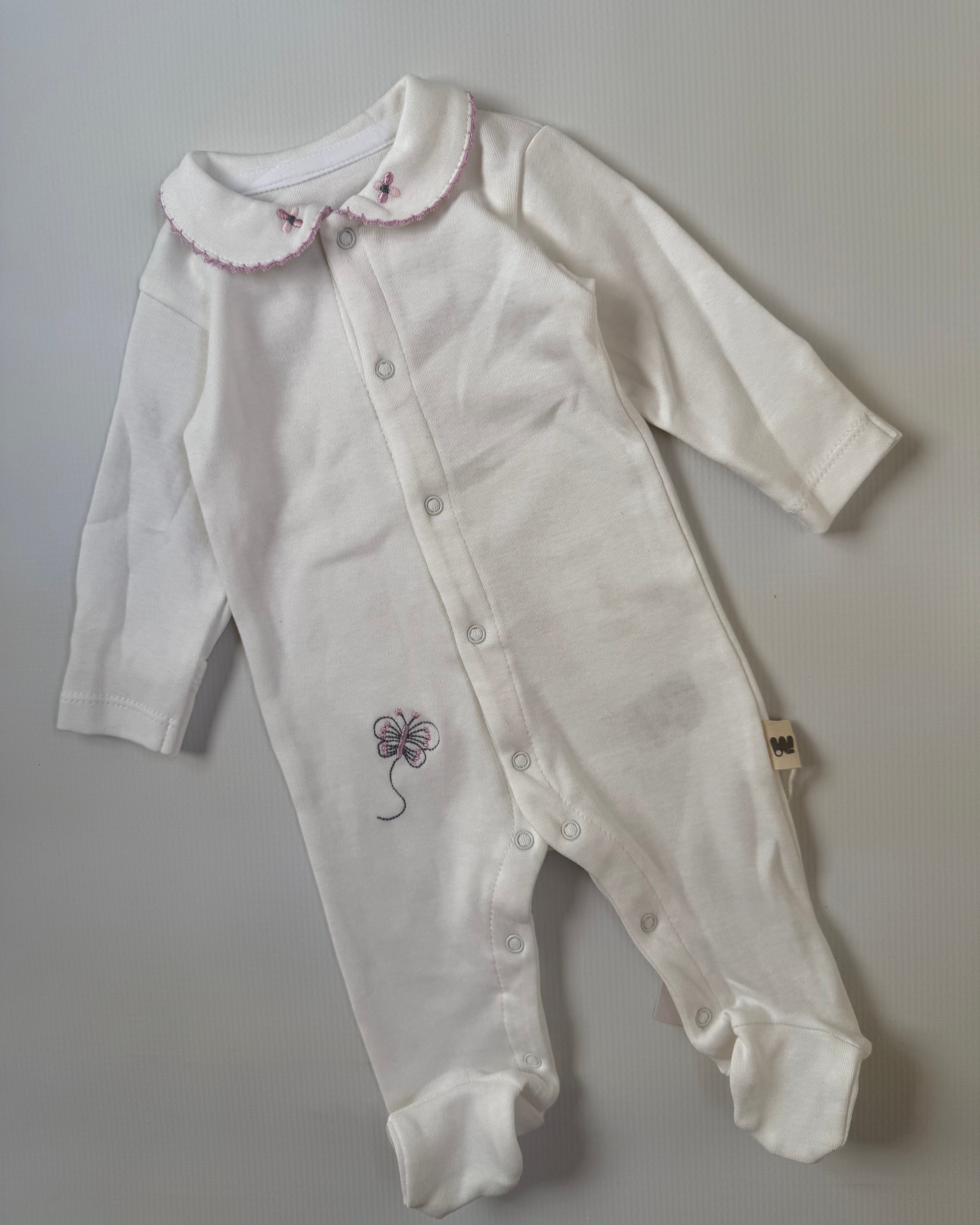 White Floral Cotton Overall
