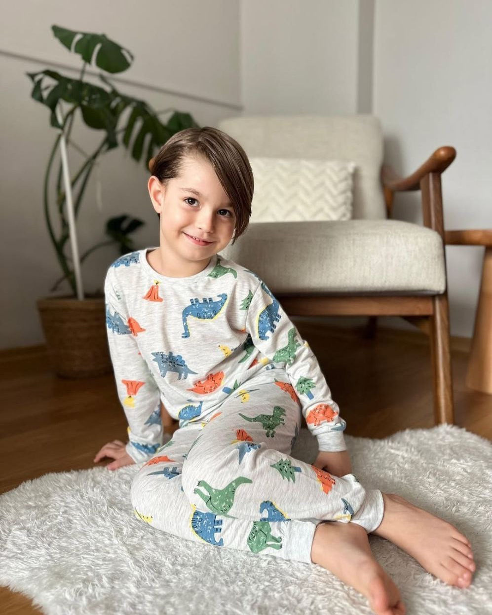 Dino Print Cotton Pyjama Set