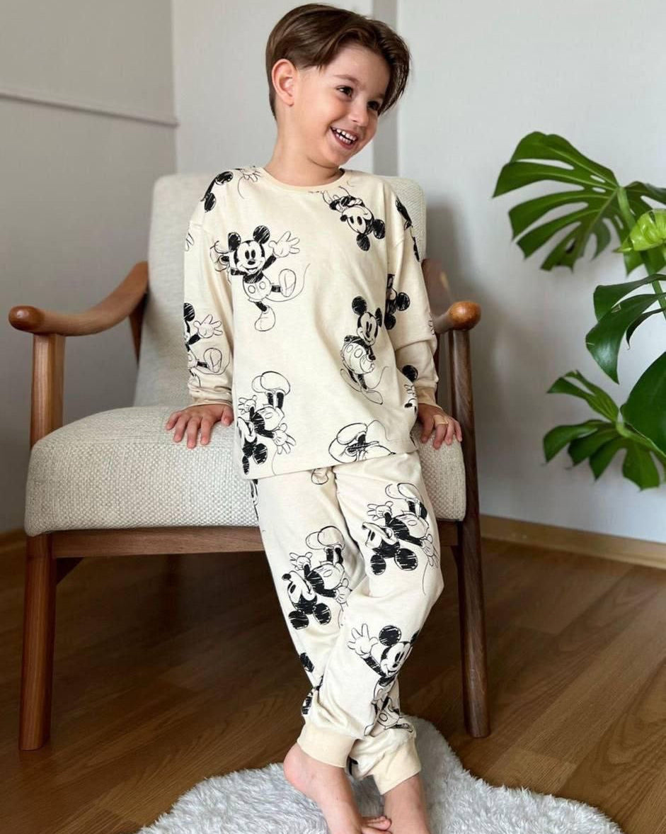 Mickey Mouse Print Cotton Pyjama Set