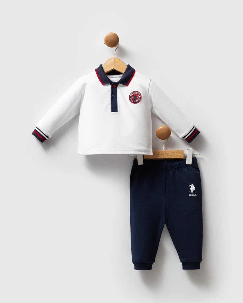 U.S. Polo Assn White and Navy Cotton set