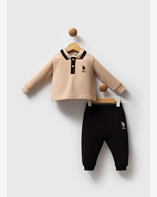 U.S. Polo Assn Beige and Black Cotton set