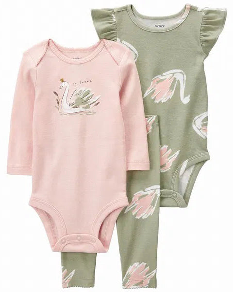 3-Piece Swan Little Outfit Set