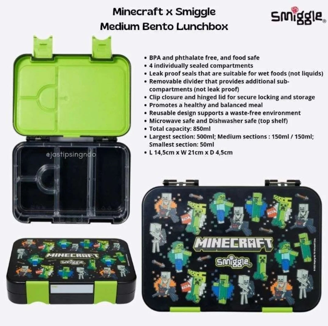 Smiggle Lunch Box - Mine-Craft| 21x15x4.5