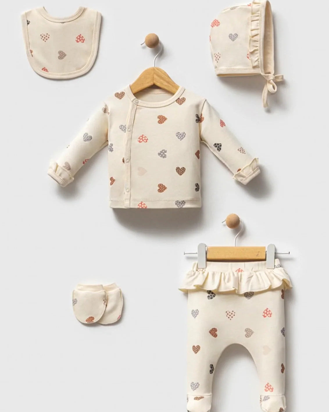 Baby Heart Pattern 5-piece Cotton Set