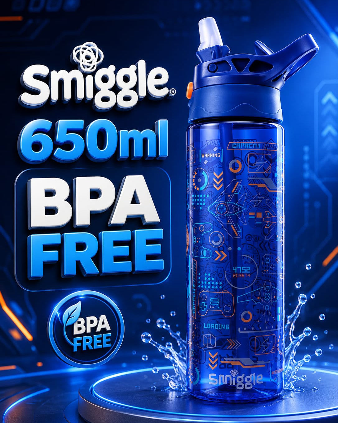 Smiggle Water Bottle - Gaming | 650ml