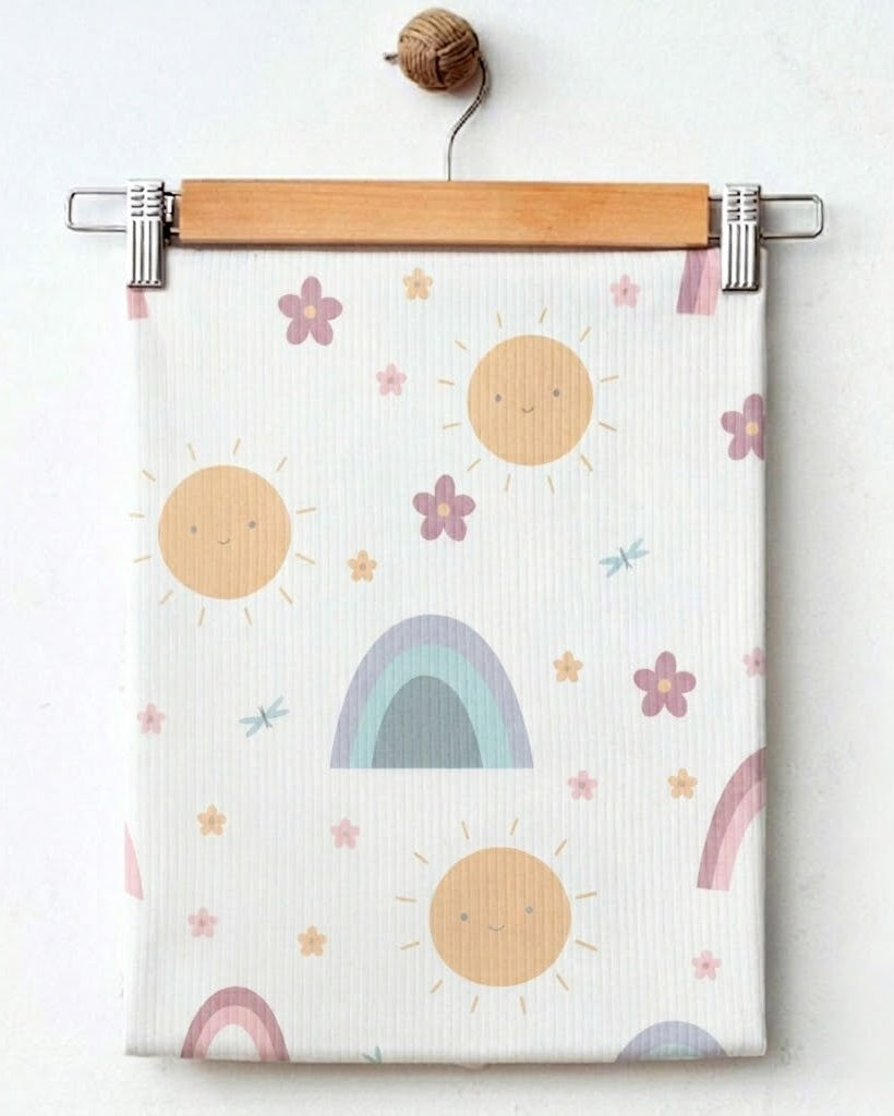 Sun and Rainbow Patterned Cotton Blanket