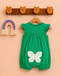 Green Butterfly Print Romper